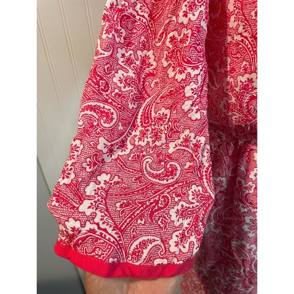 Boden US 6R Red & White Paisley Long Sleeve Dress 100% Viscose Shell - Picture 6 of 16